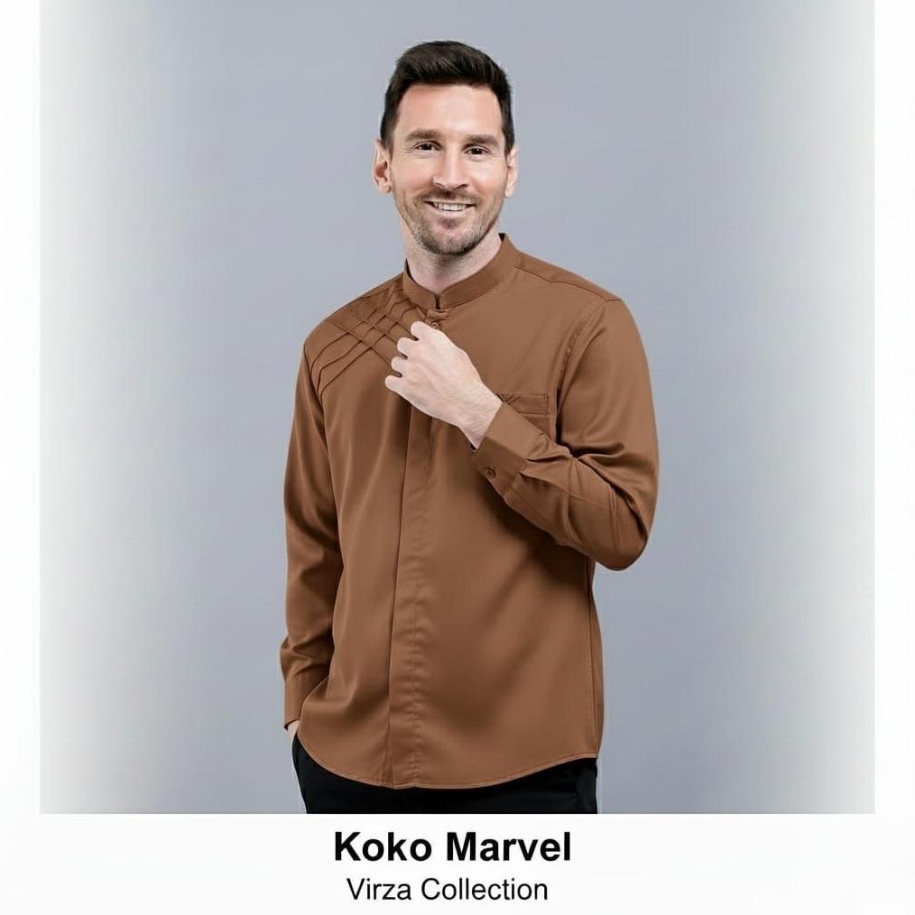 Berkualitas Koko Pria Lengan Panjang Dewasa Mahogany Toyobo Premium Motif Marvel