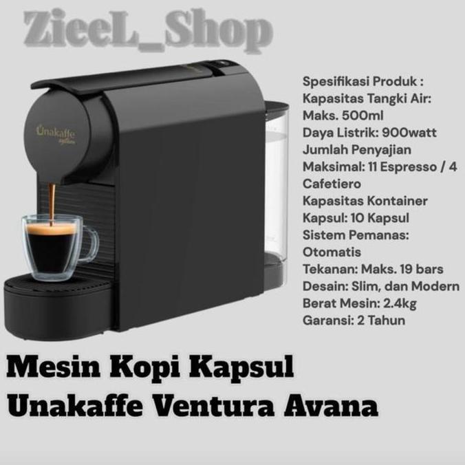 Mesin Kopi Kapsul Unakaffe Ventura Avana Hitam- Coffee Mesin Kapsul Unakaffe Excelso