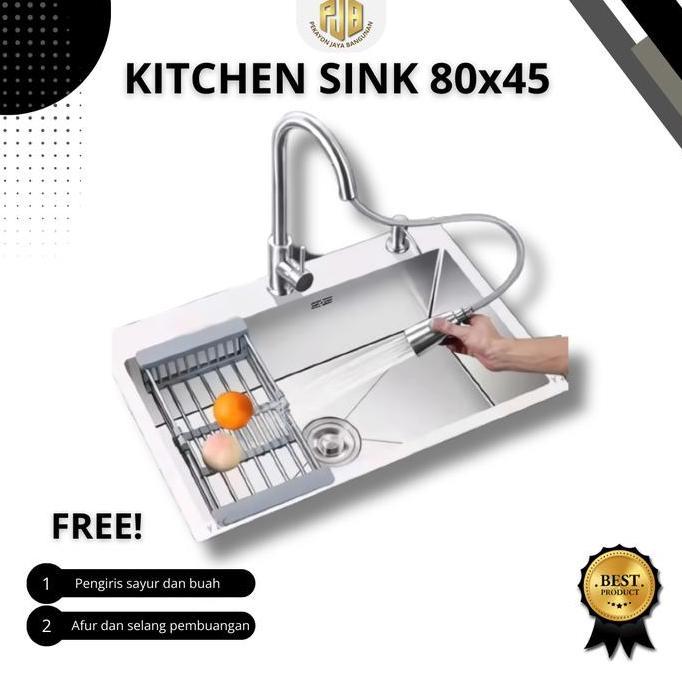 Kitchen Sink Stainles 8045 / Bak Cuci Piring 8045 / Wastafel Cuci Piring Kran Set Wastafel  Cuci 1 L