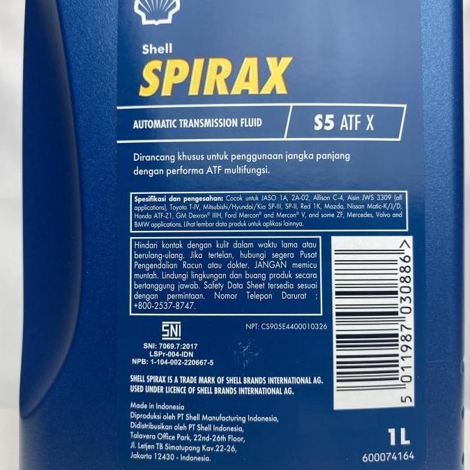 OLI SHELL SPIRAX ATF X - OLI SHELL TRANSMISI MATIC -OLI MATIC S5 ATF X