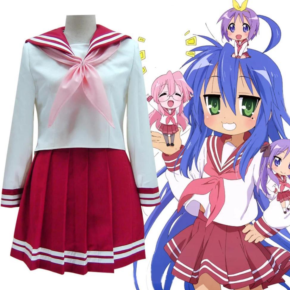 Anime Lucky Star Izumi Konata Cosplay Izumi Konata Costume Wig Sets Halloween Anime Clothes