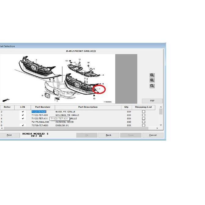 Base Grill Mobilio RS 2017-2020 Genuine