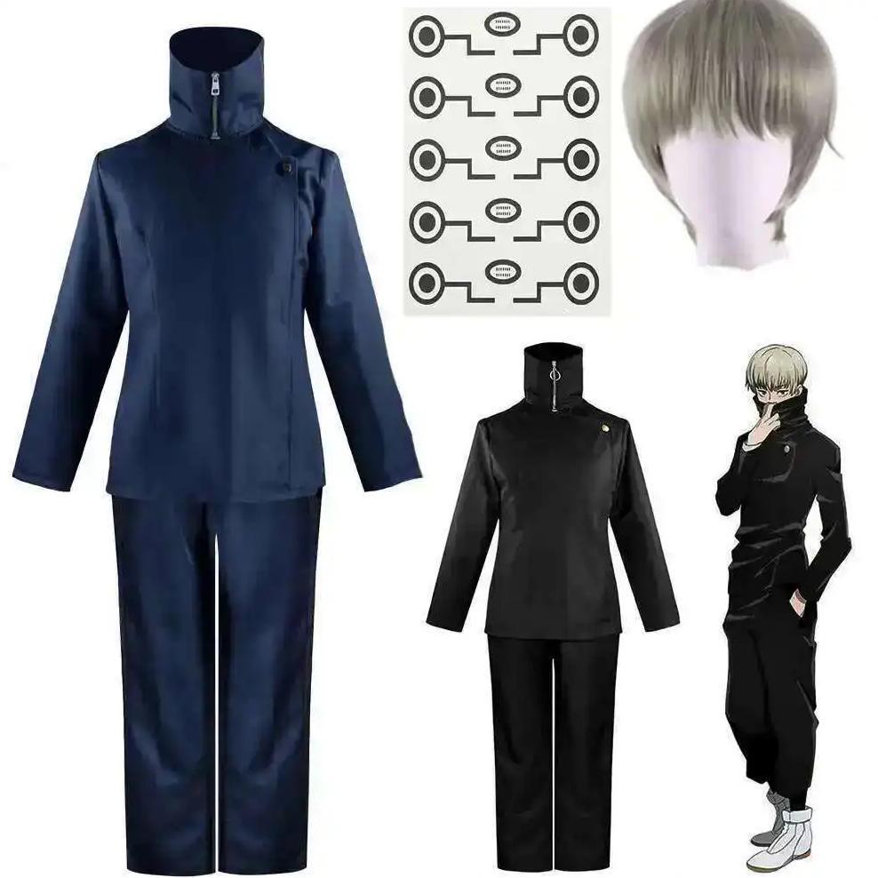 New Anime School Top Kaisen Tatoo Pants Jujutsu Uniform Party Costume Inumaki Halloween Toge Wig Cos