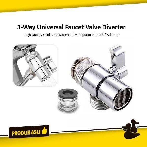 3-Way Faucet Diverter Sambungan Kepala Keran Cabang Konektor Kran Air