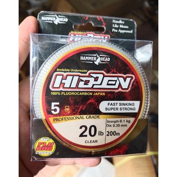senar pancing leader hidden flouro carbon 200 m asli 100 persen japan merk. hammerhead hidden