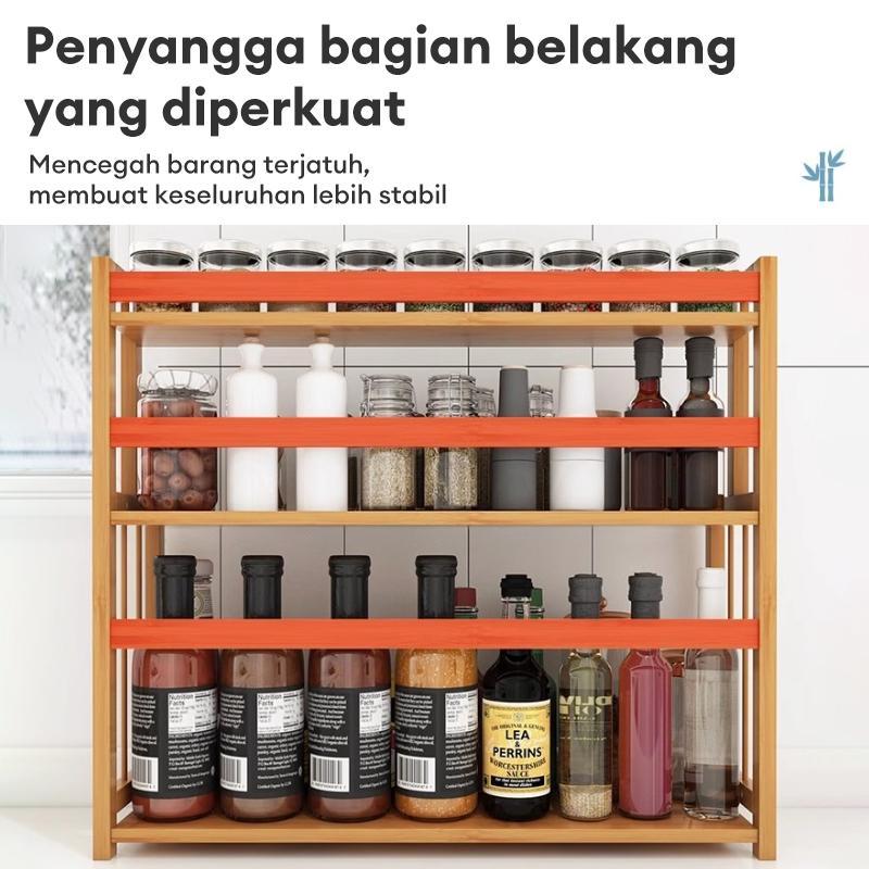 Rak Bumbu Kayu Rak Serbaguna Kayu Rak Bumbu Dapur Estetik Rak Botol Bumbu Rak Meja Makan