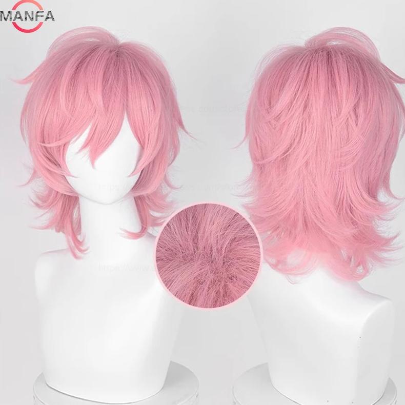 Anime Ayato Yuri Cosplay Wig 36cm Pink Short Wigs Heat Resistant Synthetic Hair