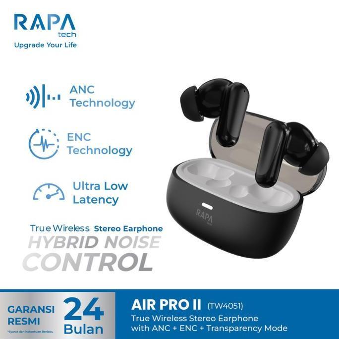 BOMRANSIT_1 - RAPATECH AIR PRO II TWS BLUETOOTH ANC AND ENC EARNOISE CANCELLATION HEADSET WIRELESS E