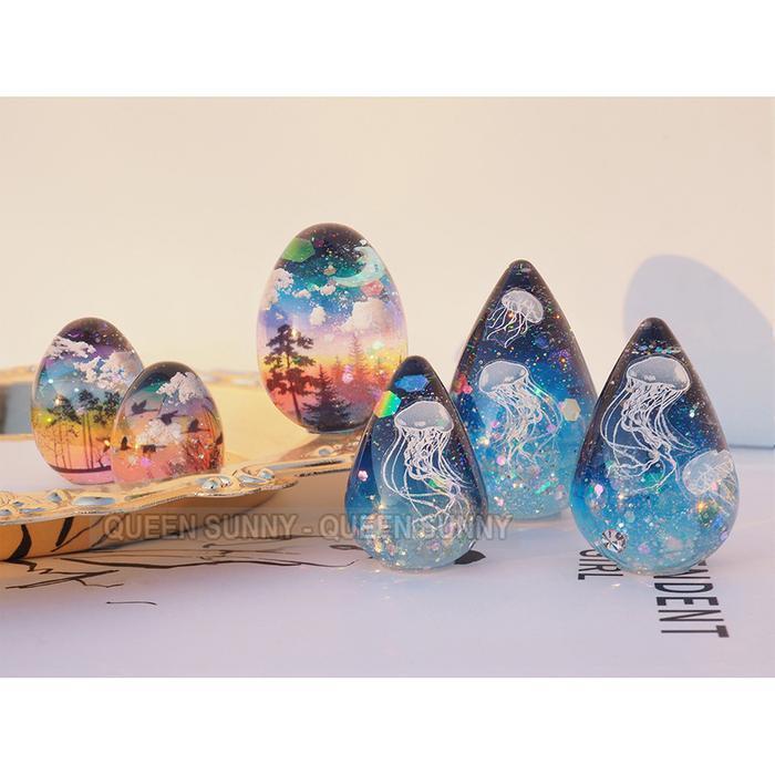 (Termurah) Cetakan Silikon Bentuk Telur / Tetes Air 3D Solid Cetakan Resin Semen Gypsum Lilin Candle