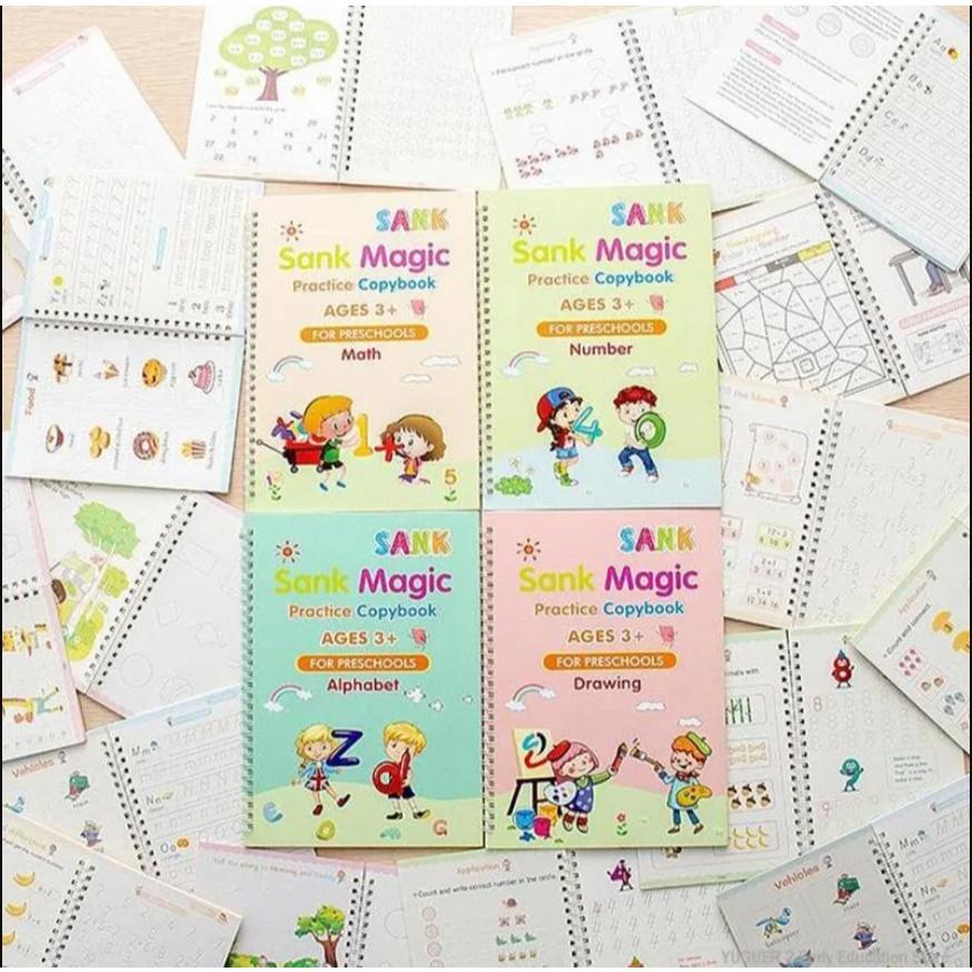 Paket Viral Mainan Edukasi Dan Motorik Anak, 4 Magic Book, Tablet Lcd Drawing, Book Water Magic