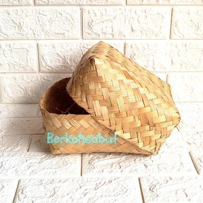 Besek bambu 18x18 sepasang murah - Besek kotak wadah nasi box hampers