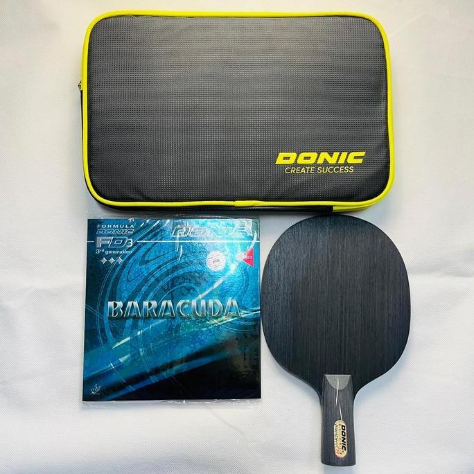 TERMURAH - Bat Pingpong Donic Black Devil Penholder + Karet Donic Baracuda Set