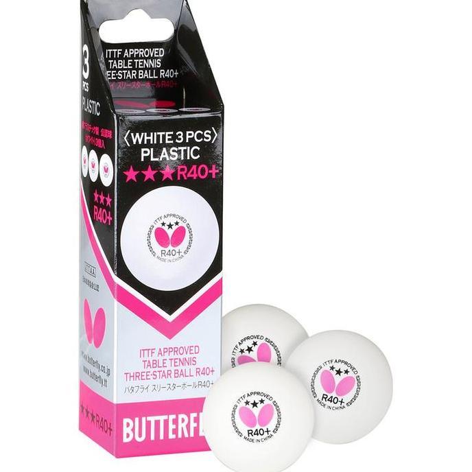 NEW Bola Pingpong Tenis Meja Butterfly R40+ 3 Star ITTF Isi 3 Putih Original