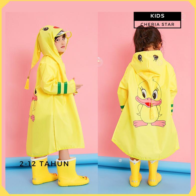 JAS HUJAN ANAK PEREMPUAN KOREA MANTEL COWOK RAINCOAT KIDS MOTIF KUNING BERUANG USIA 2-12 TAHUN WDS2