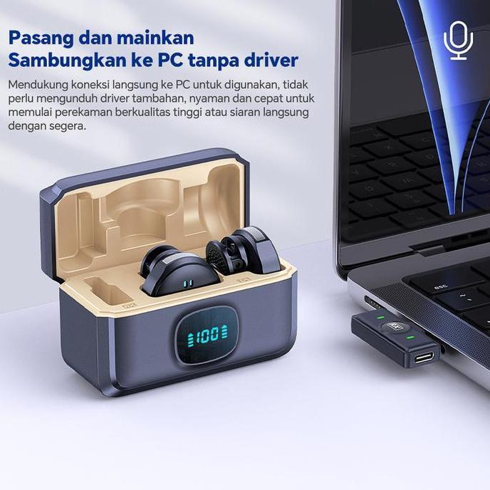 Volwe- Magnetic Mic Wireless Clip On Microphone Dual Mikrofon Wireless Mikrofon Hp Lavalier Micropho