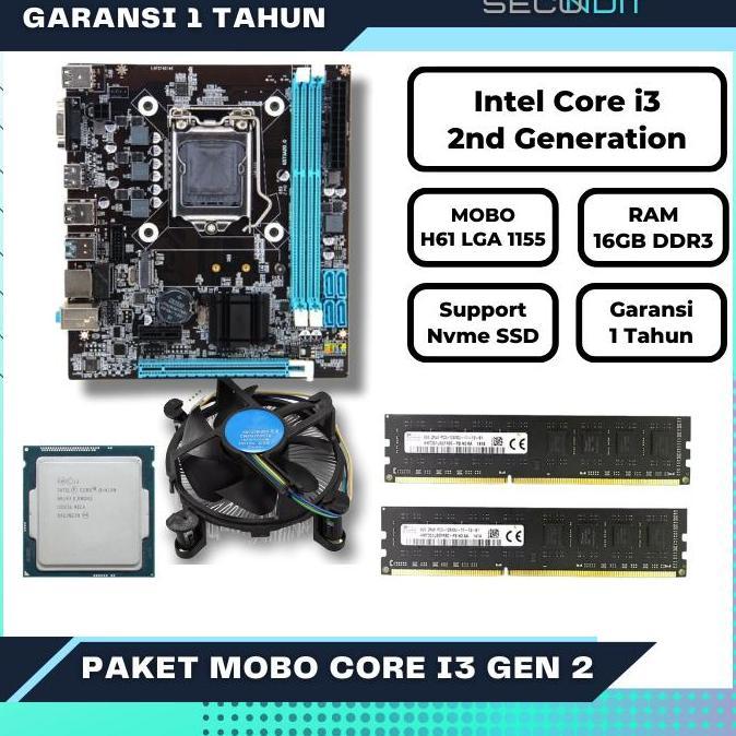 NEW PAKET MOTHERBOARD PROCESSOR CORE I3 RAM 16GB DDR3 BARU GARANSI 1 TAHUN