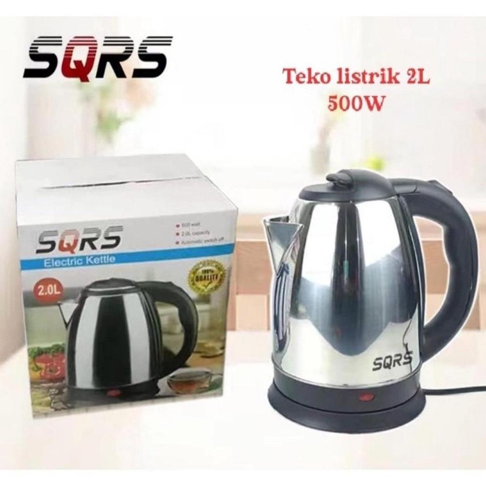 NEW DEALS Teko Listrik 2 Liter + Auto Switch Off Stainless Teko Pemanas Air SQRS Ketel Listrik Elect