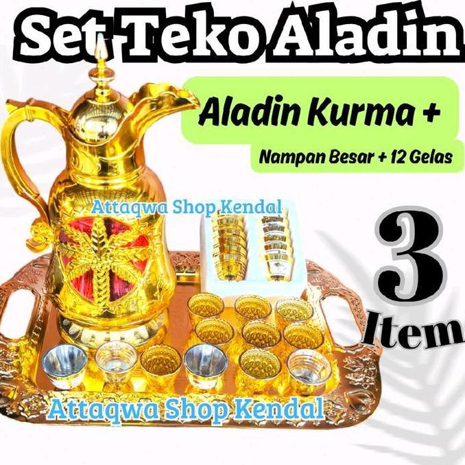 Set Teko Aladin Arab Sultan (3 Item) Teko Nampan Gelas SUM
