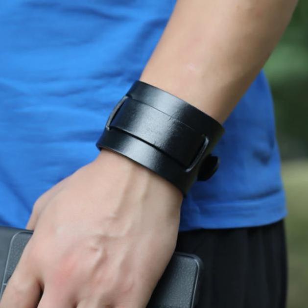 Import GELANG KULIT ROCK METAL PUNK RETRO BRACELET GENUINE LEATHER