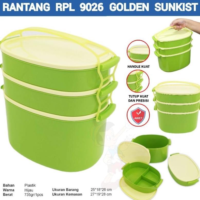 Rantang Piknik Lonjong Hijau RPL 9026 3 Susun Jumbo