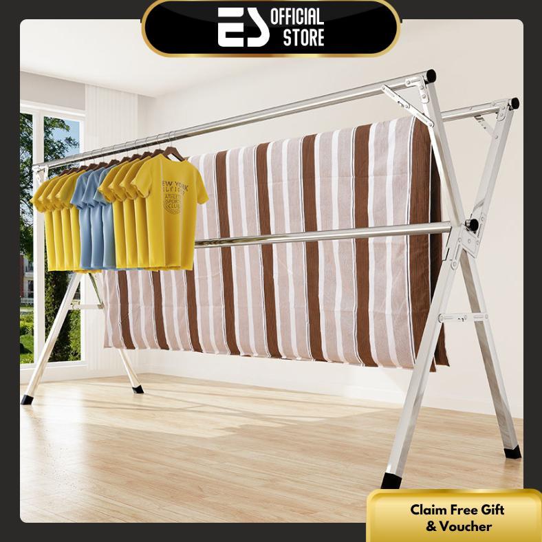 ES Jemuran Baju Lipat Tiang Jemuran Pakaian Kuat Tempat Jemuran Baju Portable Gantungan Baju