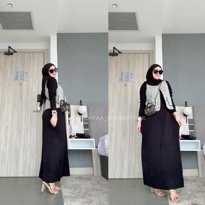 Vizhyaa_hijabstore ASYIFAH DRESS Pakaian Muslim Wanita / dress set inner dan vest TA