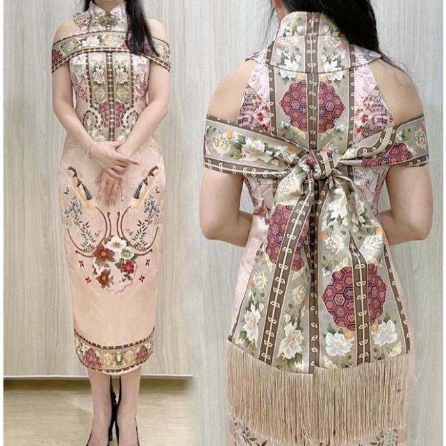 Termurah / Hot Sale Yuuri Cheongsam Couple Sangjit Dress Mocca Gold