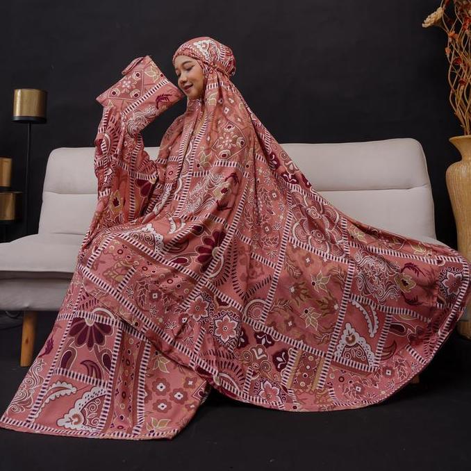 Disiniaja- Mukena Jumbo Rempel Luna Rayon Atasan Bawahan Panjang Bunga Motif