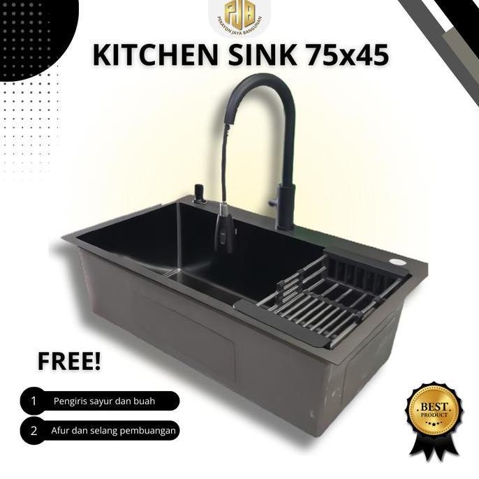 Washyt- Kitchen Sink 7545 1 Lubang Hitam / Kitchen Sink 7545 1 Lubang Black / Kitchen Sink 1 Lubang 