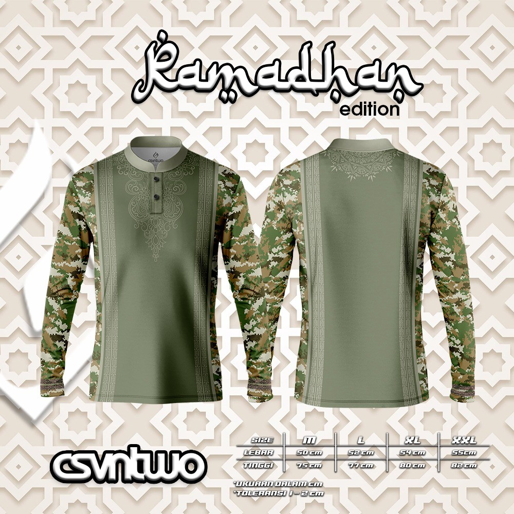 Baju koko muslim Jersey Motif Loreng Army Fullprinitng / kaos jersey Edisi Lebaran Army / Kaos koko 