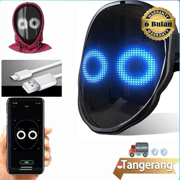 THETA Topeng LED Boywithuke / LED Mask Party Game Halloween LED Animation RGB Mask Pesta