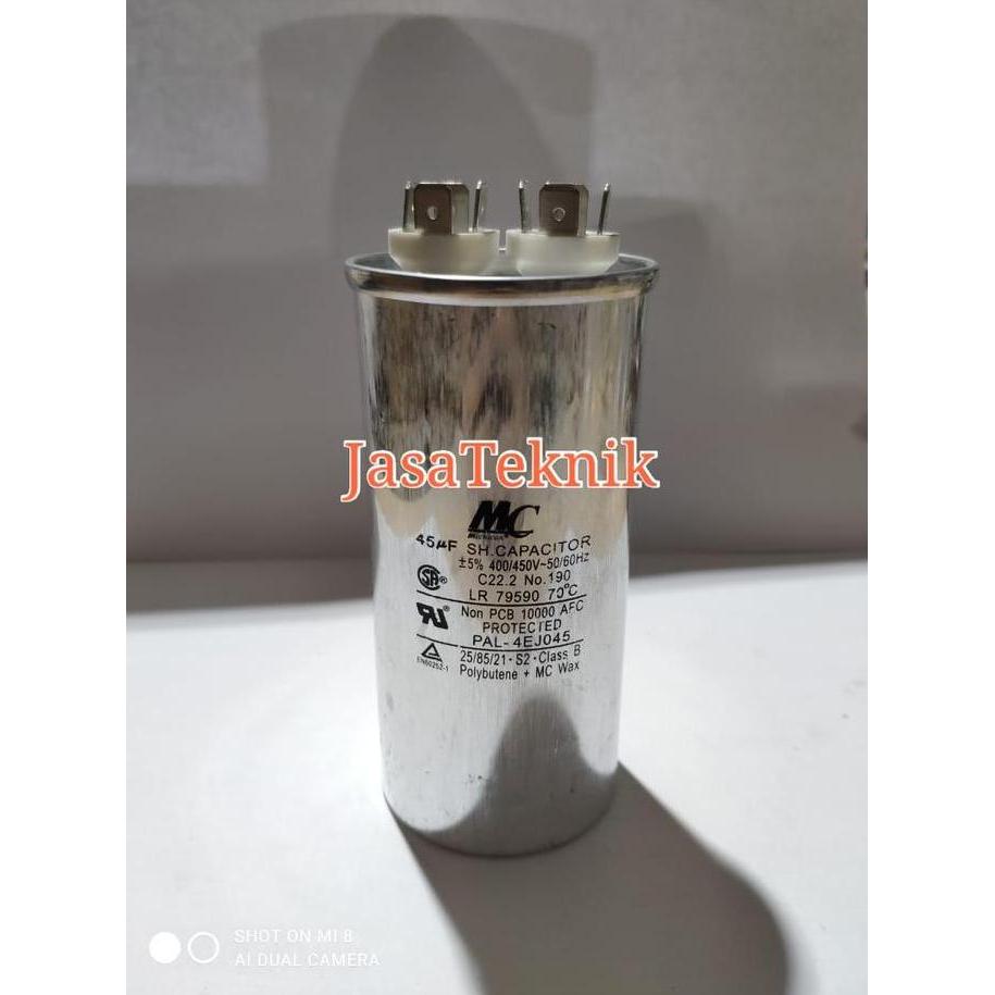 Kapasitor Ac Mc 45Uf 45 Uf / Capacitor Ac Com Mc 45Uf 45 Uf Socket 2 Asli