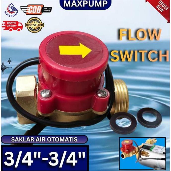 Teruss- Maxpump Brass Flow Switch 3/4" - 3/4" Otomatis Pompa Booster Pompa Pendorong Pendorong Air F