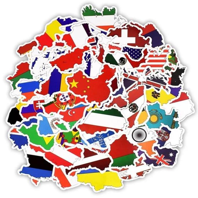 sticker negara bentuk peta isi 50 pcs
