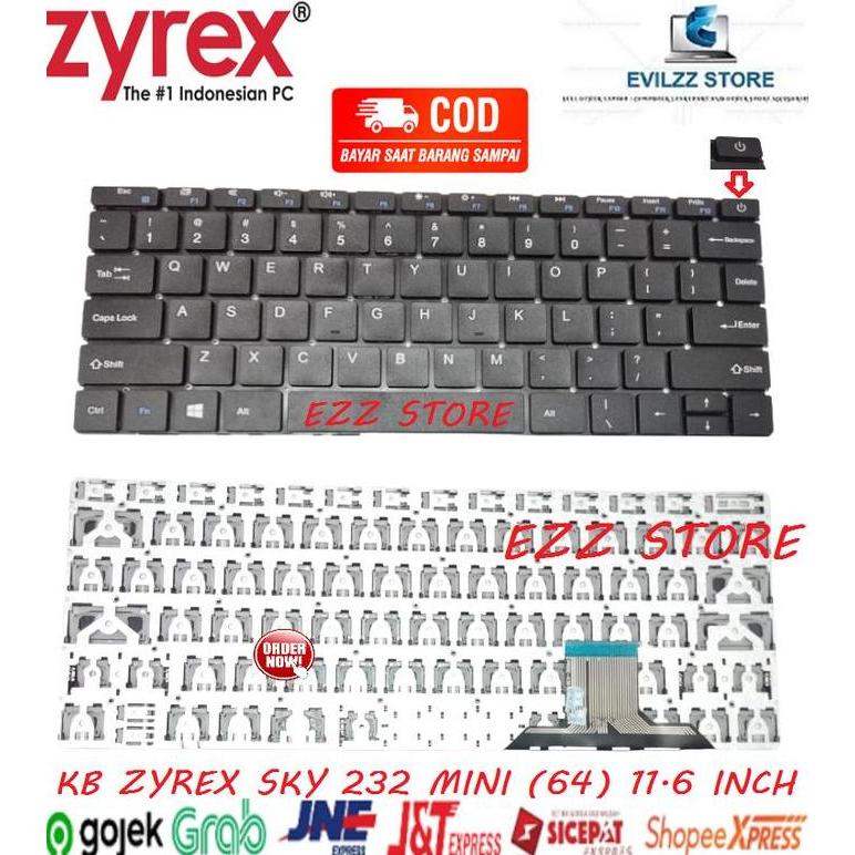 TERMURAH - KEYBOARD KIBOT LAPTOP NOTEBOOK ZYREX SKY 232 MINI (64) BLACK HITAM