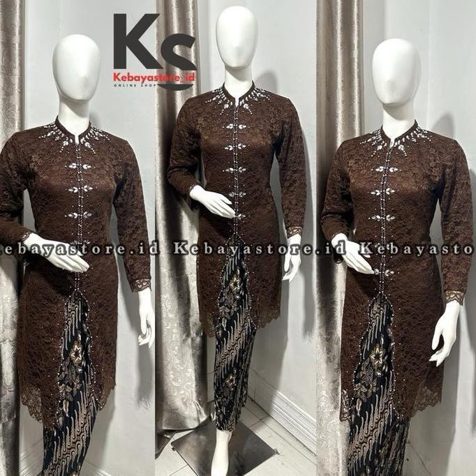 BL52 - (Gratis Hijab) Kebaya modern tunik zigzag / Kebaya wisuda / Baju kebaya brokat trend 2025 ful