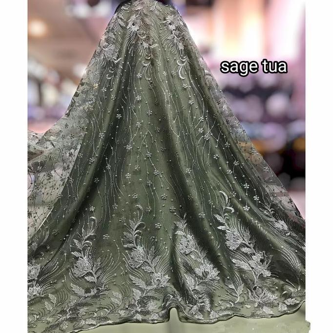 MD44 }} Kain tile mutiara. kain brokat mutiara. tulle mutiara. tille mutiara