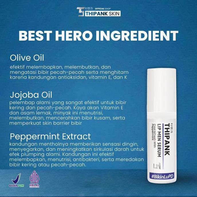 Rexzix- (1 Pcs) Thipank Lip Serum Pria With Extrack Peppermint Lip Serum Cowok Terbaik Lip Serum Bib
