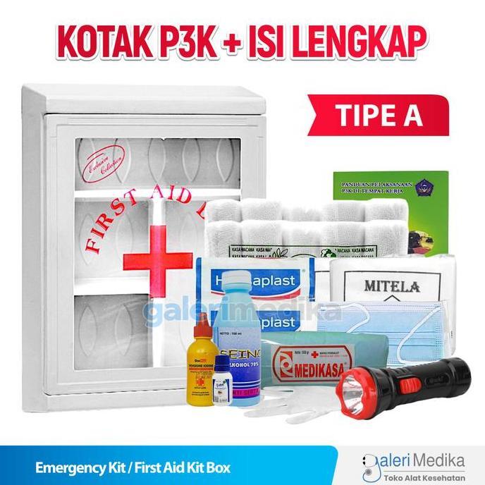 OUTLETMERDEKA8 - KOTAK P3K TIPE A - ALAT/MEDIS P3K TIPE A ISI LENGKAP