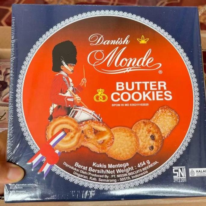 Agen distributor makanan ringan hampers lebaran snack biskuit monde butter cookies kaleng besar jumb