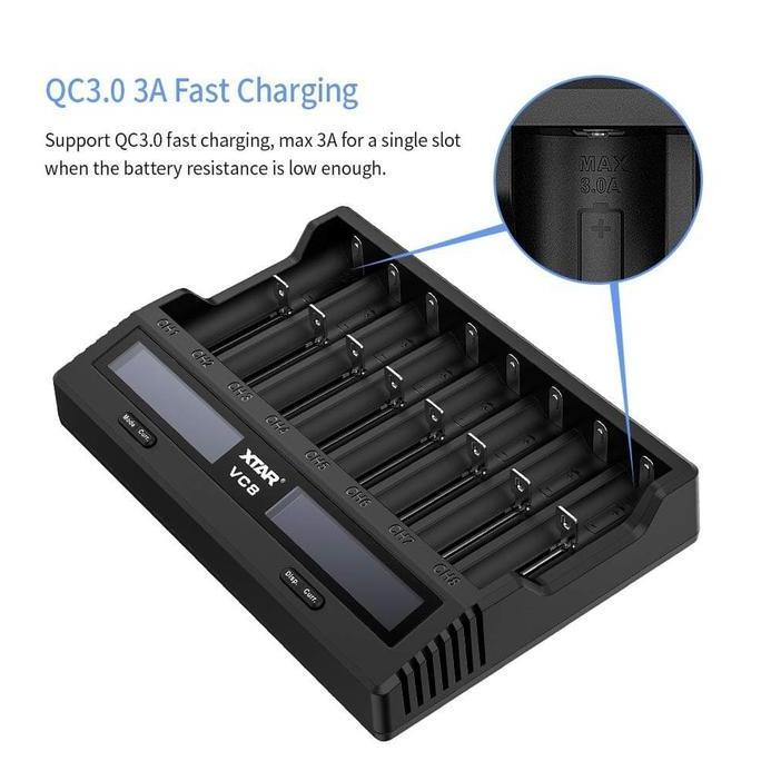Frembit- Xtar Vc8 Qc3.0 Charger Type-C 8X21700 Protected Battery Charger