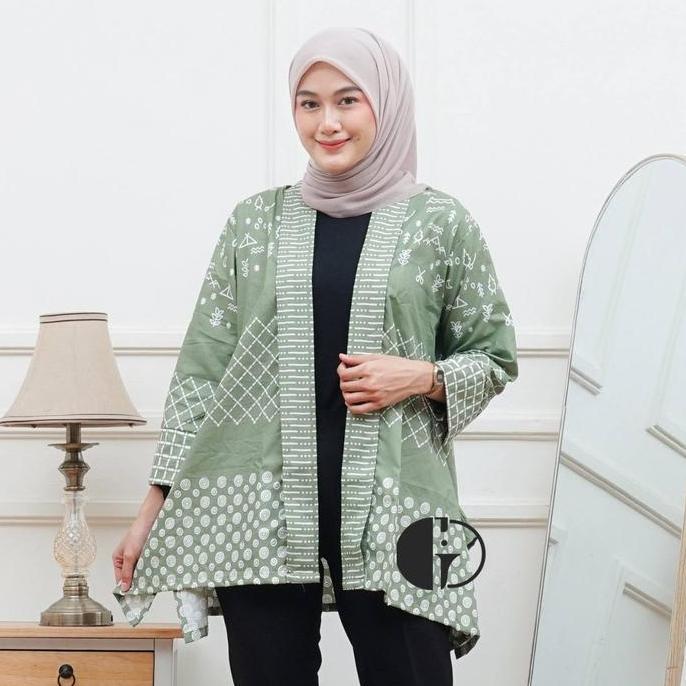 Iyakirim- Keishan.Id - Outer Sakura Batik Polimikro Kondangan Seragam Kerja / Formee Outfit / Lengan