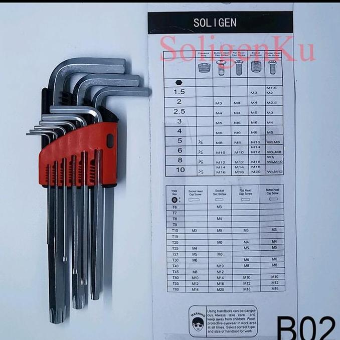 Kunci L Soligen-Kunci L Panjang Set 9Pcs-Kunci L Soligen Murah-Kunci L Kombinasi-Kunci L - -Promo Ku