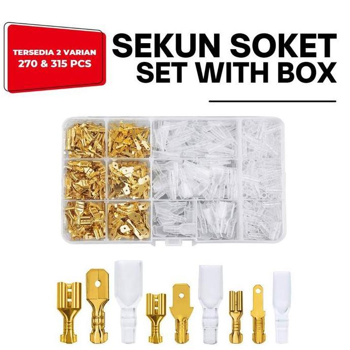 Prepare- 315Pcs Set Skun Kabel Terminal Aki Female Male Karet Bebagai Ukuran Peralatan Kotak