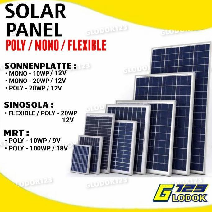 Solar Panel Cell Tenaga Surya Mono Poly Flexible 10WP 20WP 100WP