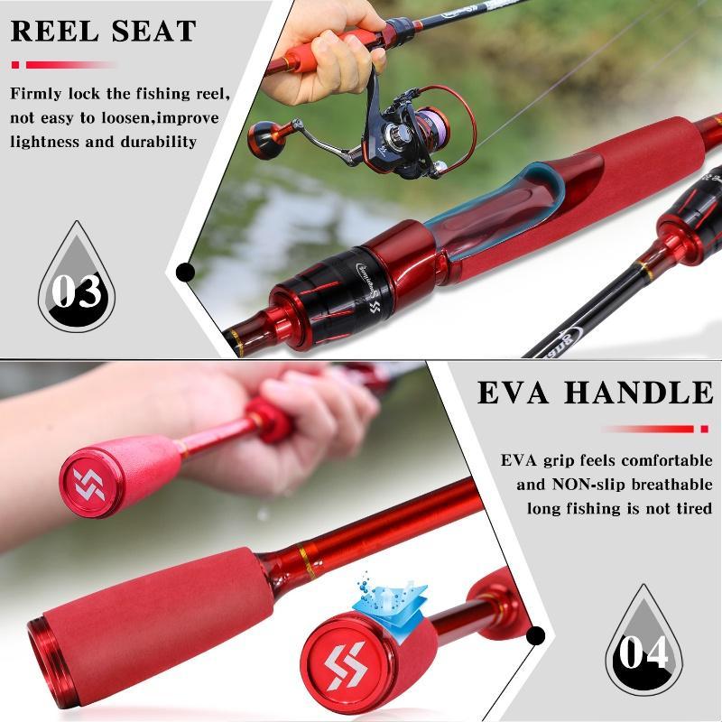 Sougayilang Joran Pancing 180Cm 4-12Lb Carbon Fiber Ultralight 2 Bagian Joran Bc Spining Joran