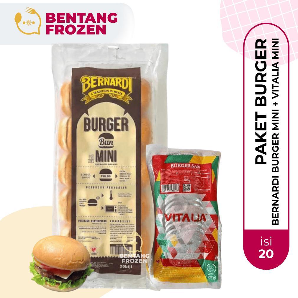 [Paket] Bernardi Roti Burger Mini 20pcs Dan ia Burger Sapi Mini 20pcs Termurah