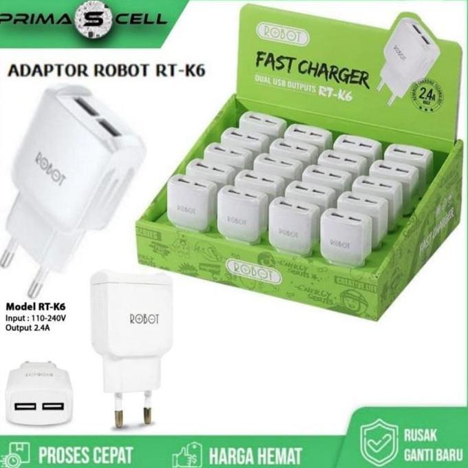 Adapter Charger Robot RT-K6 2usb Kepala Casan Charger Robot Original