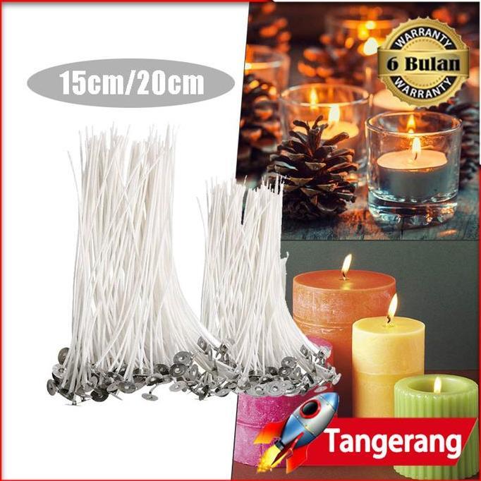 RETEKNO 100Pcs Sumbu Lilin Cotton Candle Wick Waxed Cotton Sumbu Lilin Tebal