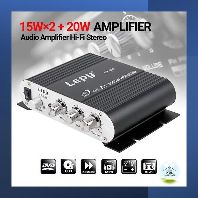 OTOMAX Amplifier Mini Lepy HiFi Stereo Treble Bass Booster - LP-838